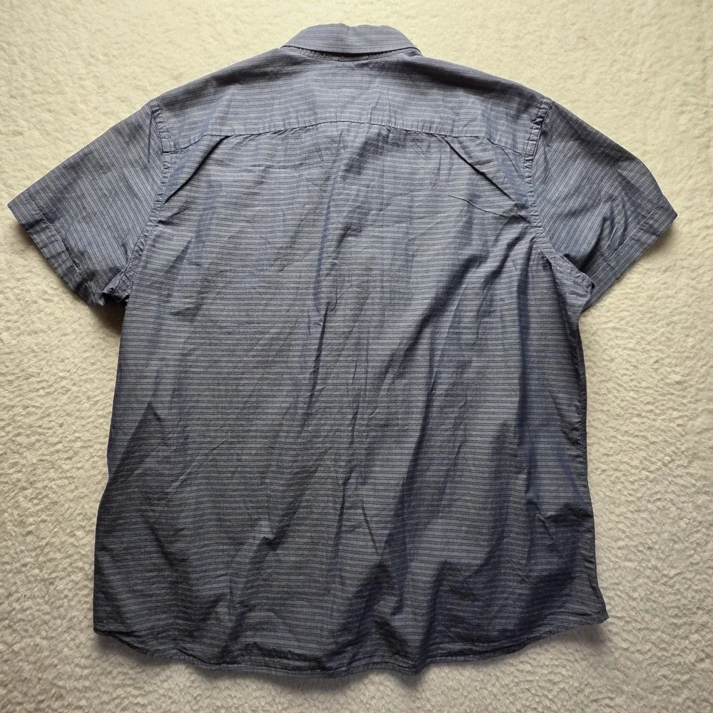 Banana Republic Shirt Mens 2XL Blue Stripe Short Sleeve Soft Wash Button-Up